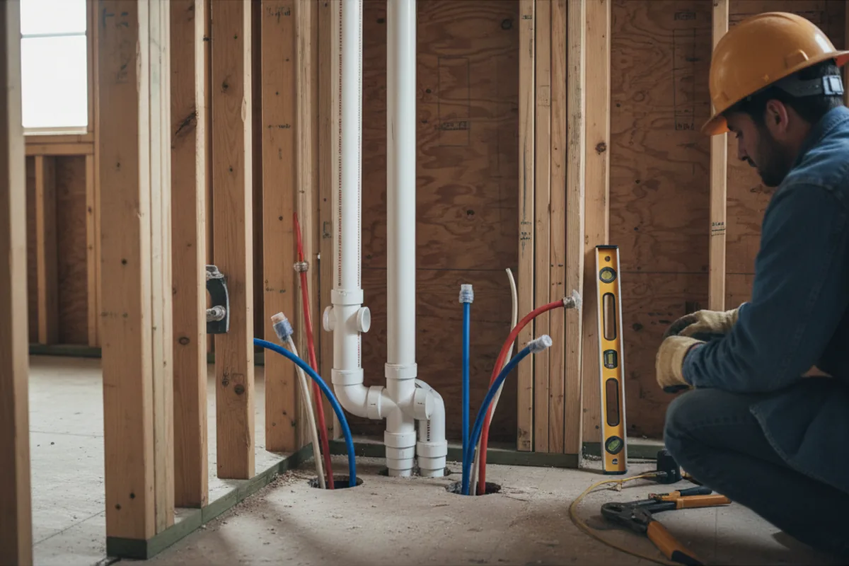 Drain and supply rough-in during Leak Detection in Union City
